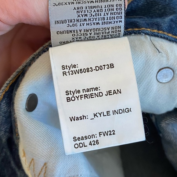 R13 Blue Straight Leg Distressed Jeans - Picture 8 of 8